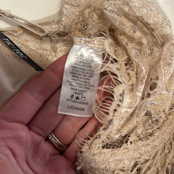 Tan Lace Mesh Bodysuit - Picture 8 of 8